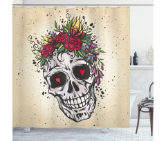 Boho Plant Skull Shower Curtain