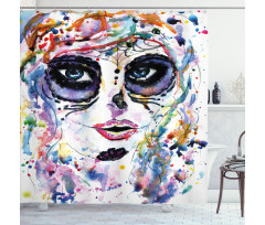 Creepy Makeup Girl Shower Curtain