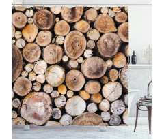 Wooden Logs Oak Tree Shower Curtain