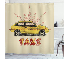Pop Art Taxi Cab Vintage Shower Curtain