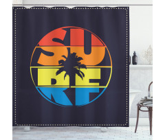 Surf Rainbow Colors Palm Shower Curtain