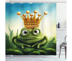 Frog Prince on Moss Stone Shower Curtain
