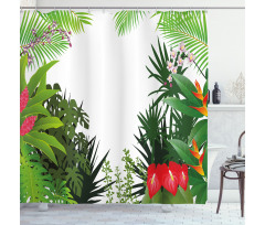 Hibiscus Anthurium Leaves Shower Curtain