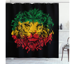 Grunge Lion Head Portrait Shower Curtain