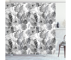 Boho Style Botanical Shower Curtain