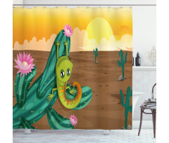 Cartoon Desert Landscape Shower Curtain