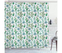 Exotic Succulents Set Shower Curtain