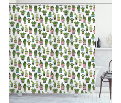 Succulent Doodle Pots Shower Curtain