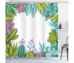 Succulents Plants Frame Shower Curtain