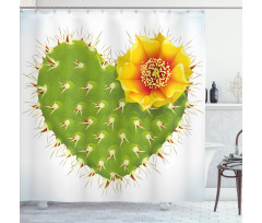 Thorny Opuntia Heart Shower Curtain