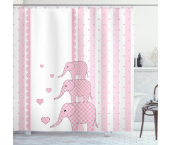 Pink Animals Shower Curtain