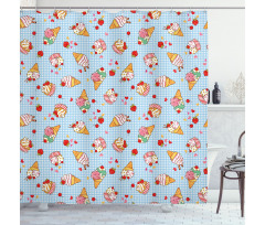 Checkered Tartan Motif Shower Curtain