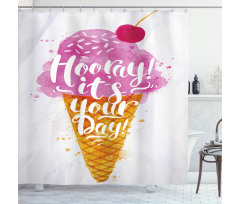 Words Cherry Shower Curtain