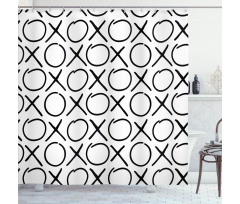 Doodles Monochrome Style Shower Curtain