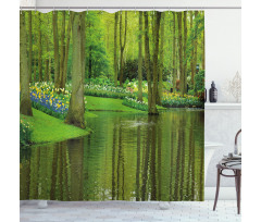 Forest with Lake Botany Shower Curtain