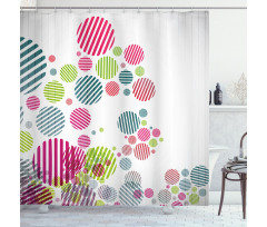 Abstract Striped Dots Shower Curtain