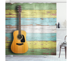 Aged Wooden Planks Rustic Shower Curtain