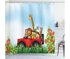 Cartoon Wildlife Animals Shower Curtain