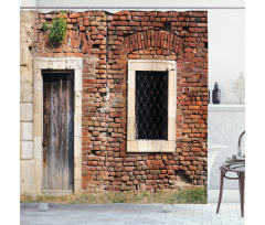 Old House Door Brickwork Shower Curtain