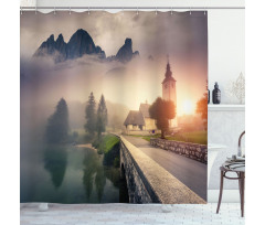 Foggy Morning Scenery Shower Curtain