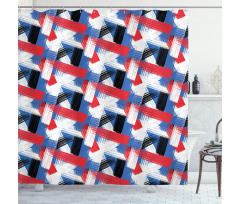 Geometric Grunge Motif Shower Curtain