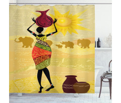 Elephants Sun Art Shower Curtain