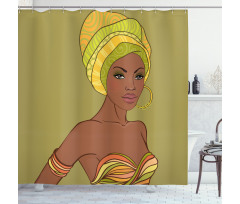 Fashion Lady with Earrings Shower Curtain