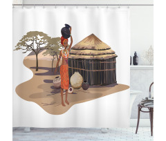 Woman with Pot Shower Curtain