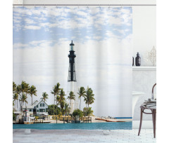 Lighthouse Palms Shower Curtain