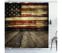 Vintage Flag Wood Shower Curtain