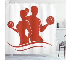 Muscled Man and Woman Shower Curtain