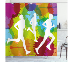 Runners in Watercolors Shower Curtain