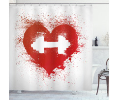 Red Heart Dumbbell Art Shower Curtain