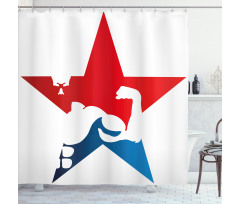 Athlete Silhouette Star Shower Curtain