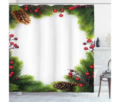 Xmas Frame Pine Cones Shower Curtain