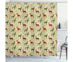 Damask Snowflake Deer Shower Curtain