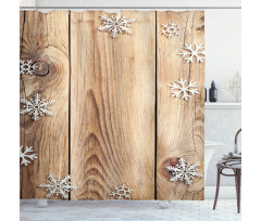 Wood Plank Snowflakes Shower Curtain