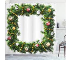 Winter Square Wreath Shower Curtain