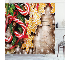 Cookies Candy Canes Shower Curtain