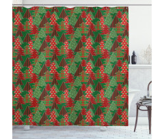 Tree Pines Swirl Dot Shower Curtain