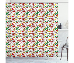 Poinsettia Flower Shower Curtain