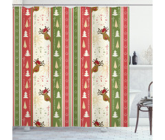 Deer Pines Borders Shower Curtain