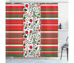 Stripes Floral Border Shower Curtain