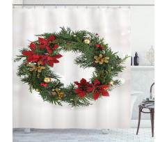 Poinsettia Blossoms Shower Curtain