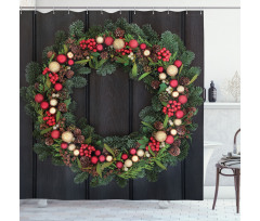 Fir Xmas Wreath Shower Curtain