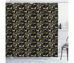 Oriental Deer Shower Curtain