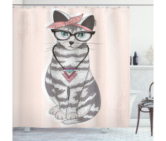 Kitty Glasses Shower Curtain