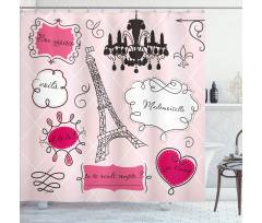 Doodle Frames French Shower Curtain