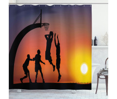 Boys Play Basketball Shower Curtain