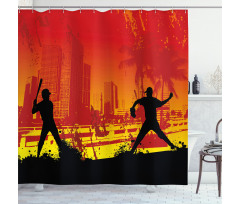Baseball in the City Shower Curtain